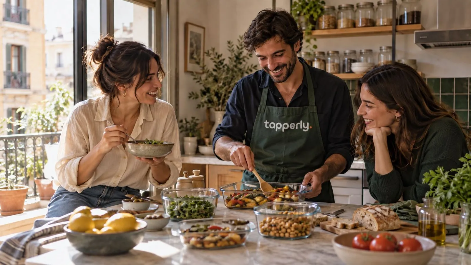 Equipo de Tapperly cocinando en una cocina doméstica